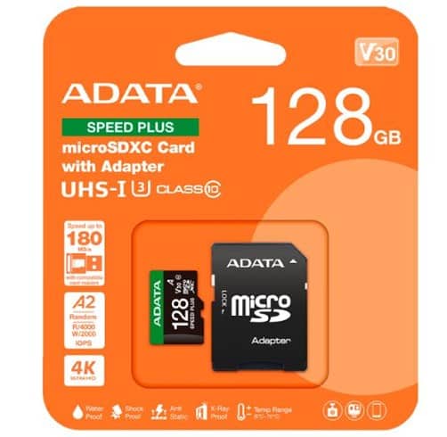 MicroSD Adata SDXC - 128GB - V30 - Class 10 - UD128GUI3V30A2SP-RA1