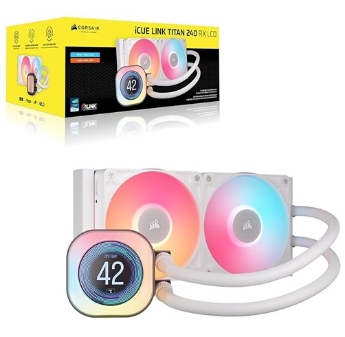 Corsair iCue Link Titan 240 RX LCD  - Blanco